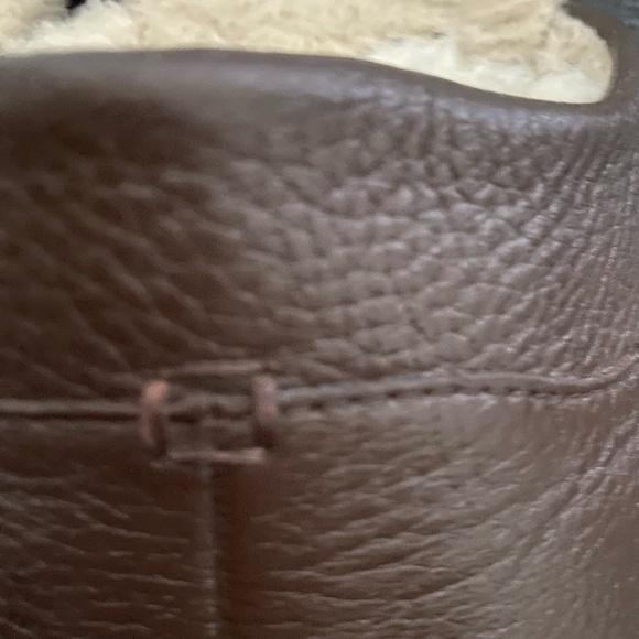 Ugg Mens Brown Leather Sherpa Lounge Slippers- Sz-10 - Picture 5 of 16